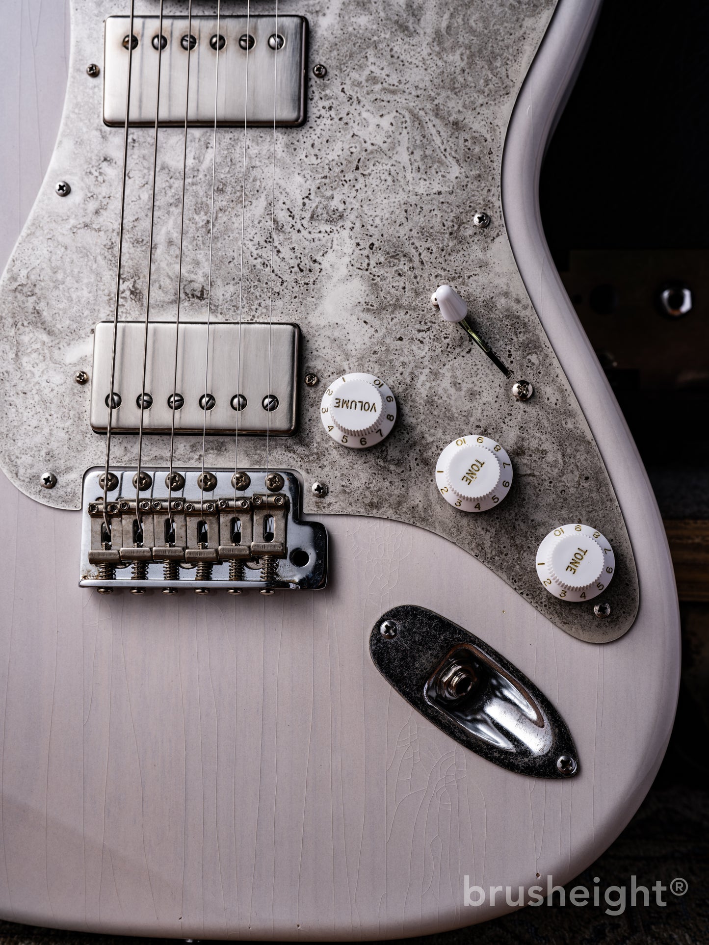 stilblu Model-S #218 HH “Light Aged” White Blonde with Antique Silver Lollar Pickups Imperial Roasted Super Flame Maple Quarter Sawn
