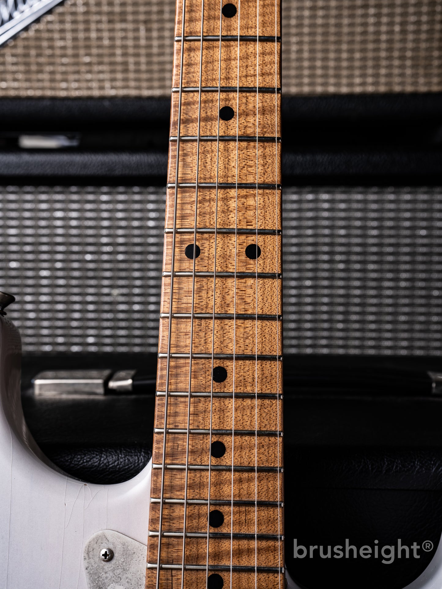 stilblu Model-S #218 HH “Light Aged” White Blonde with Antique Silver Lollar Pickups Imperial Roasted Super Flame Maple Quarter Sawn