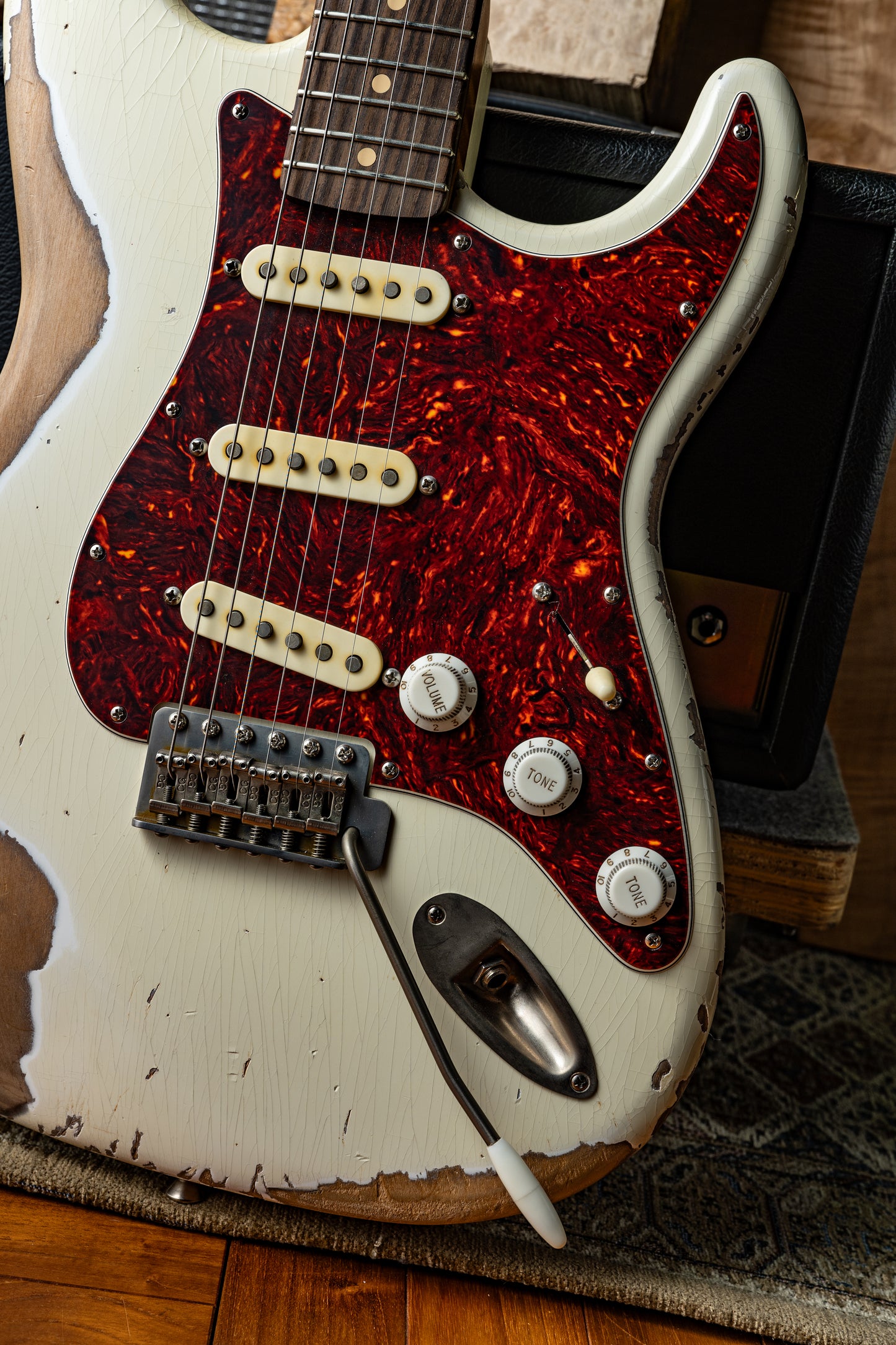 TMG Guitar Co. Dover SSS “Olympic White ”Heavy Aging Roasted 5A Flame Maple & Matching Head