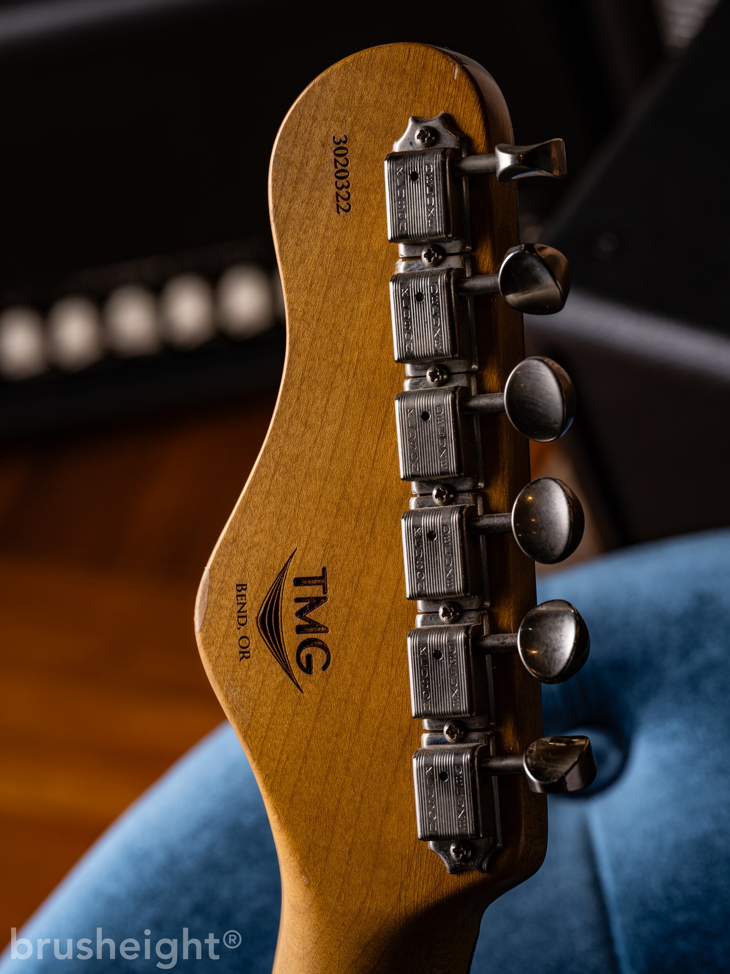 TMG Guitar Co. Ronnie Scott “Iced Blue Metalic” Medium Checking Matching Head with lollar Pickups