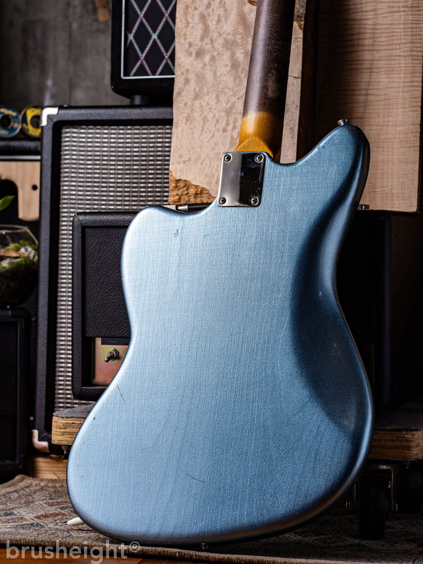 TMG Guitar Co. Ronnie Scott “Iced Blue Metalic” Medium Checking Matching Head with lollar Pickups