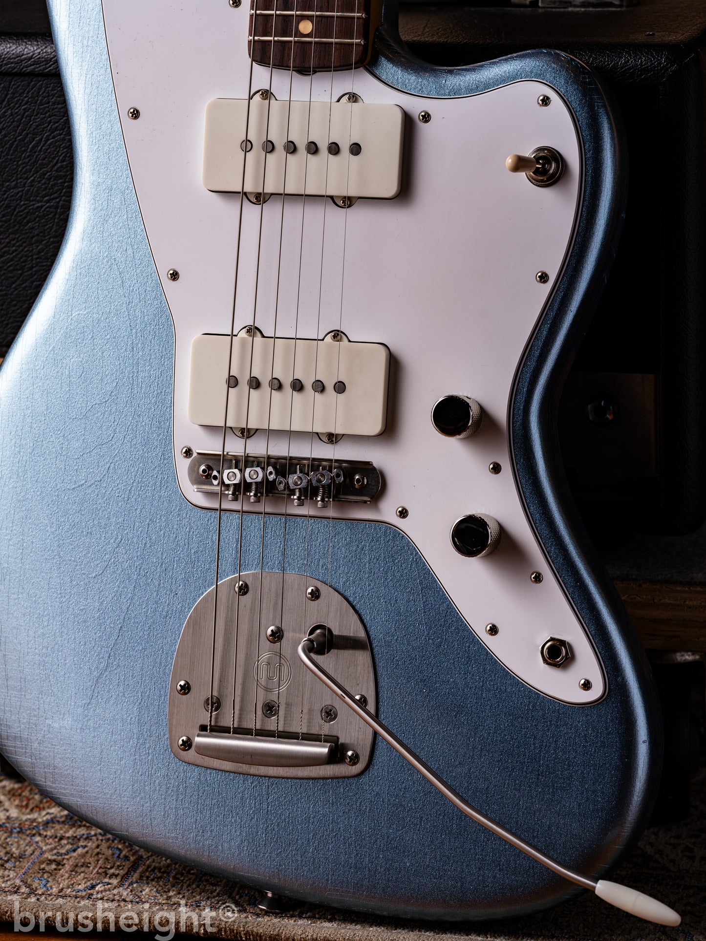 TMG Guitar Co. Ronnie Scott “Iced Blue Metalic” Medium Checking Matching Head with lollar Pickups