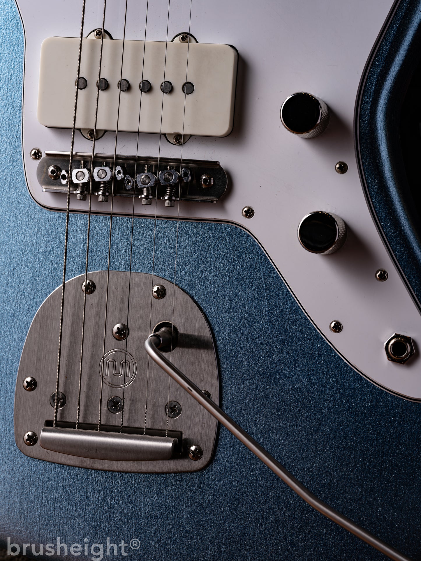 TMG Guitar Co. Ronnie Scott “Iced Blue Metalic” Medium Checking Matching Head with lollar Pickups