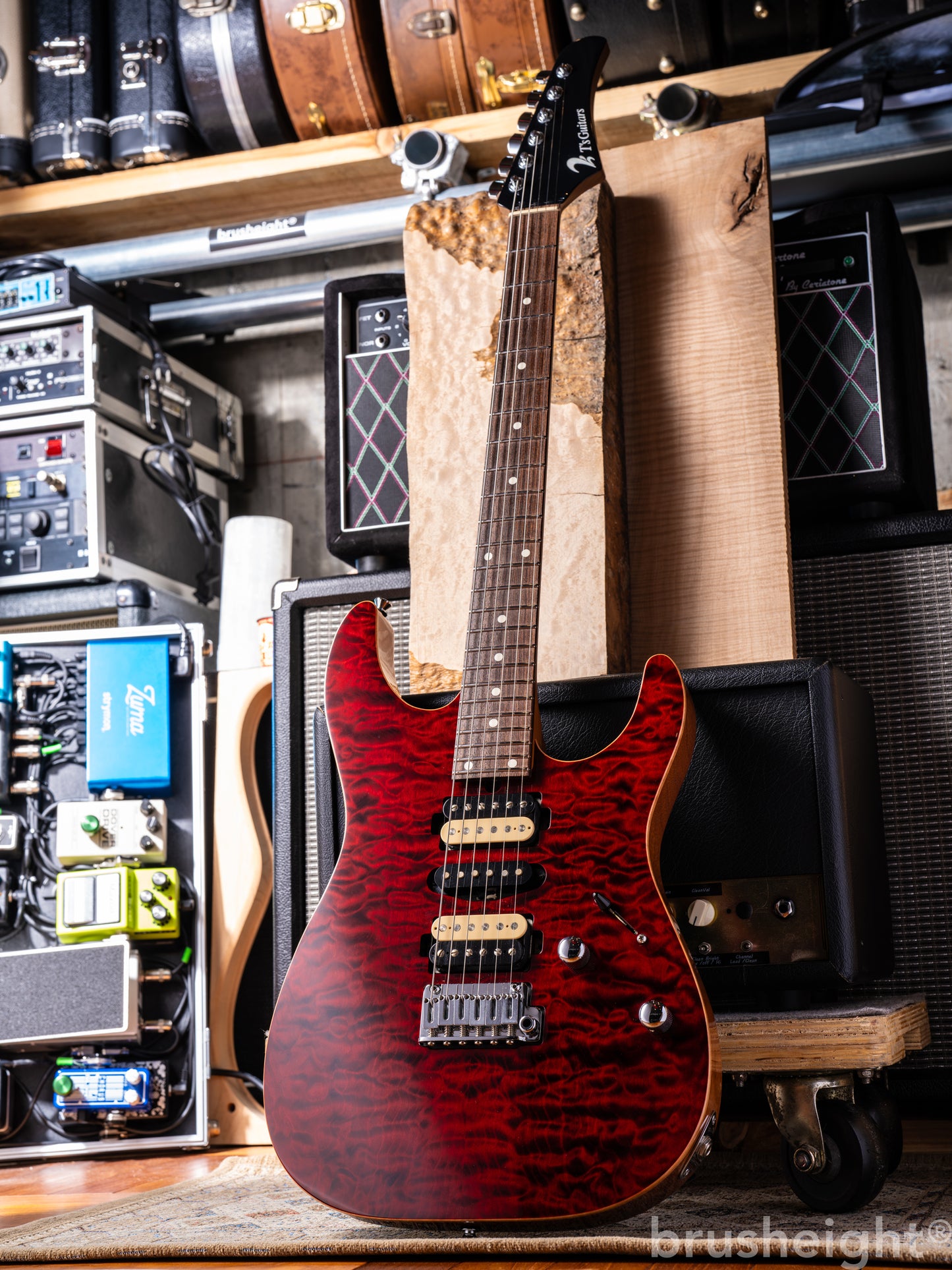 T's Guitars DST-Pro24 Type2 4A Quilt “Black cherry”