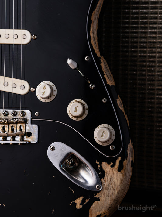 Hsiu Guitar Workshop Type S  SSS   “Black” Hard Aging #037