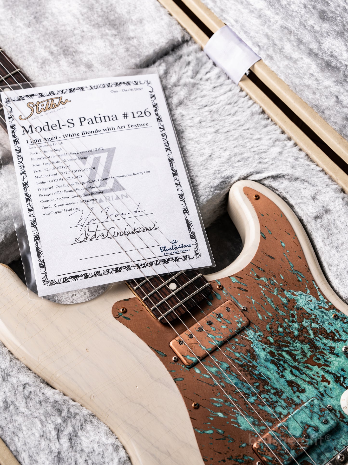 stilblu Model-S “Patina” Selected 1 P Ash Body  White Blonde with Art Texture #126