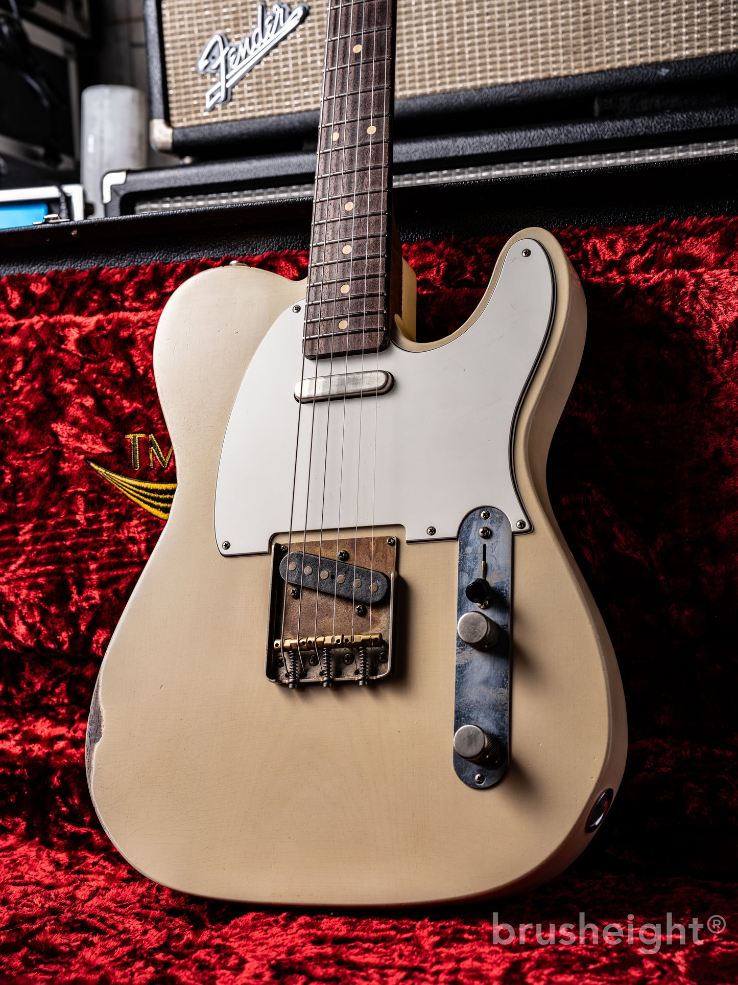 TMG Guitar Co. Gatton Aged Tinted Olympic White “Medium Checking" Like Robben