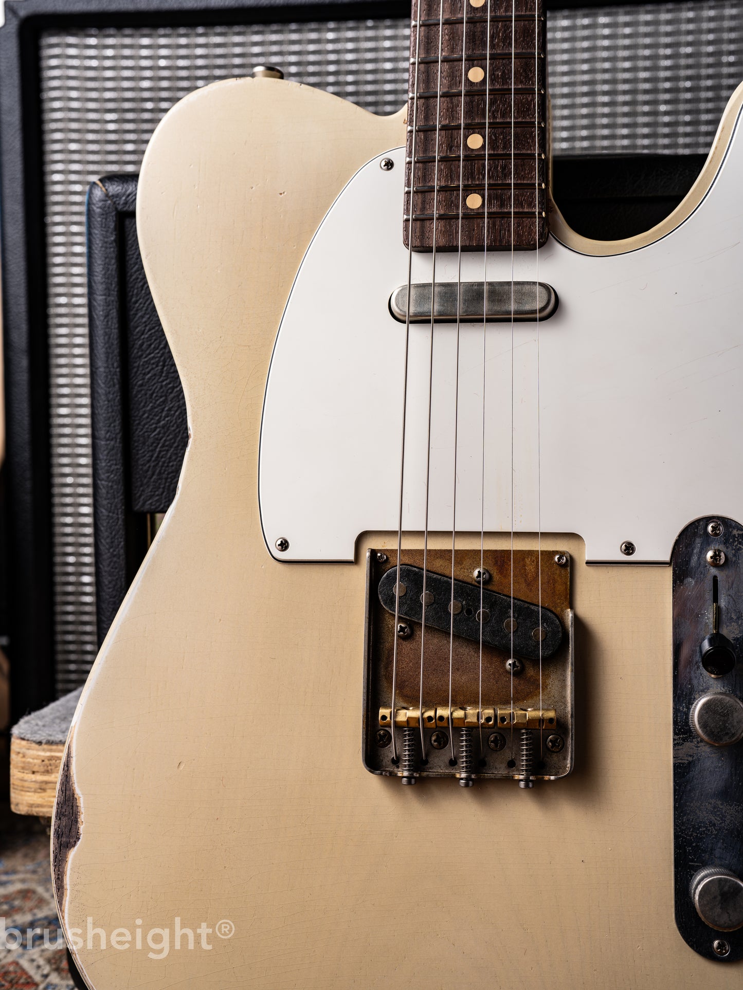 TMG Guitar Co. Gatton Aged Tinted Olympic White “Medium Checking" Like Robben