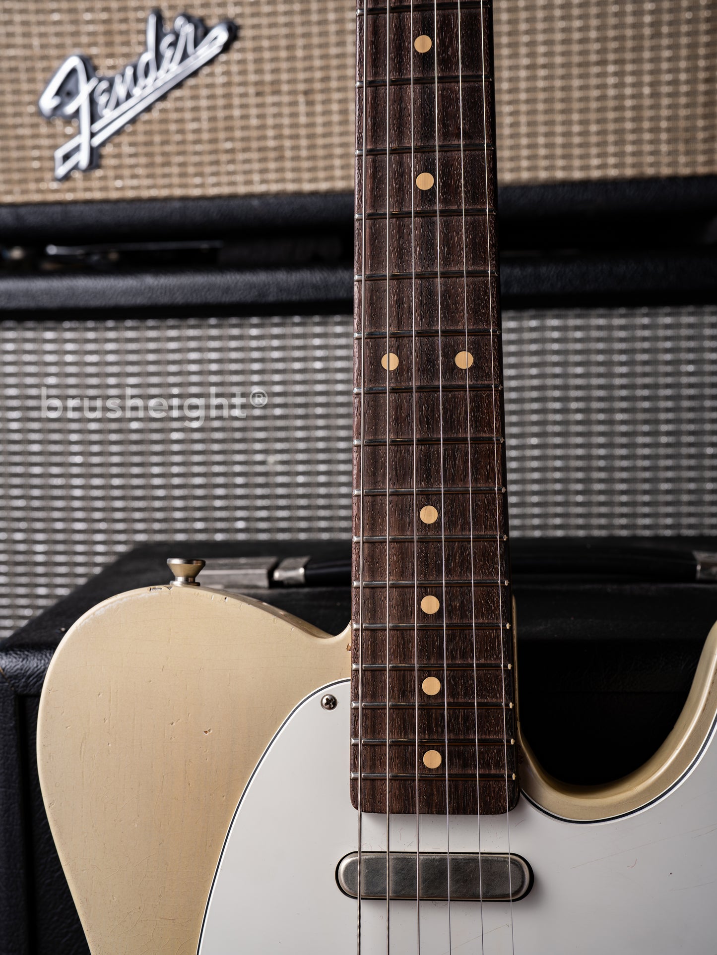 TMG Guitar Co. Gatton Aged Tinted Olympic White “Medium Checking" Like Robben